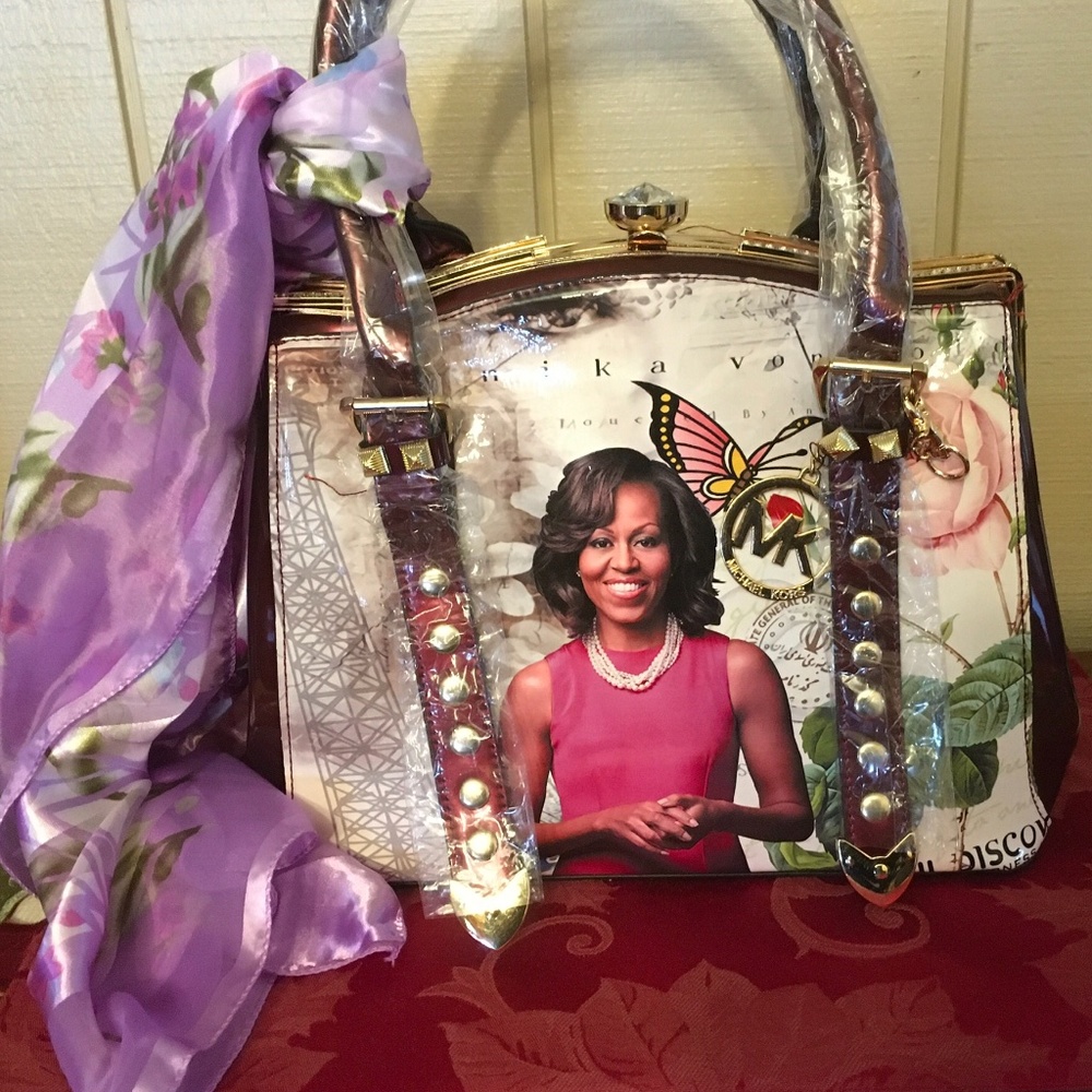 Beautiful Bag with Michelle Obama and Scarf